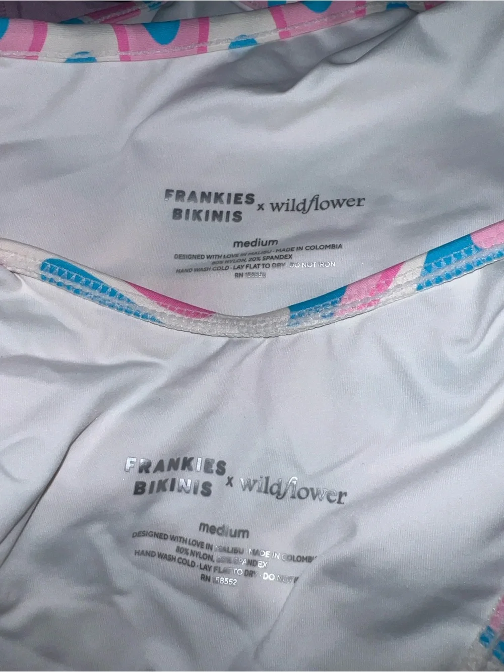 Frankies bikinis X Wildflower sister swirl Bikini set Pastel Pink & Blue size M